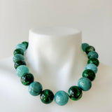 Bohemian Round Beaded Necklace-Aqua/Green