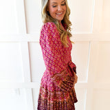 Floral & Geo Border Print Dress