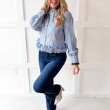 Striped Collared Shirt - Blue