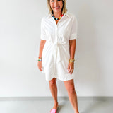 Tie Button Down Mini Dress