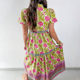 Hand Block Printed Floral Dress