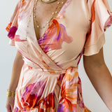 Floral Satin Asymmetrical Dress