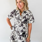 Abstract Ink Print Mini Dress