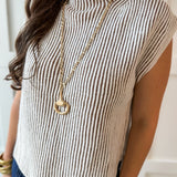 Two Tone Knit Vest Top- Camel