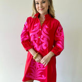 Ruffle Neck Two Tone Dress