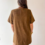 Suede Shift Dress - Wood