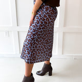 Animal Print High Waist Skirt - Dusty Blue