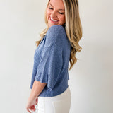 Boxy Knit Cardigan - Dusty Blue