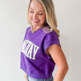 Gameday Boxy CropTerry Top- Purple