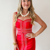 Lace Trim Day to Night Dress - Red/White