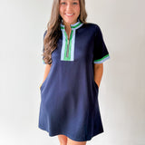 Front Zip Up Solid Casual Dress