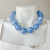 25mm Marble Ball Necklace Light Blue