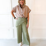 Stripe Overlay Pants - Olive