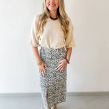 Animal Print Slit Skirt