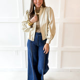 Puff Sleeve Bubble Hem Jacket- Ecru