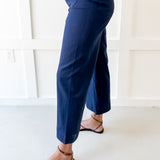 Soft Washed Wide Leg Pants -Navy