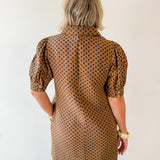 Polka Dot Shift Dress - Brown