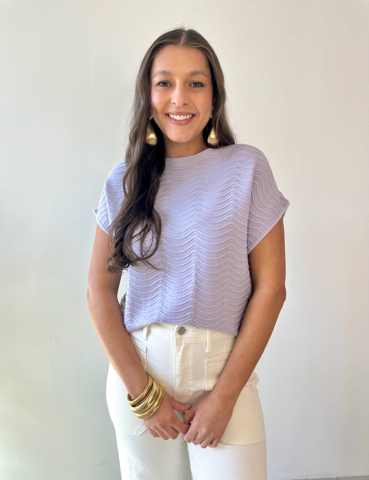 Fine Knit With Scallop Detail Top