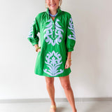 Pearl Detail Two Tone Button Down Dress