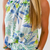 Tropcial Print Ruffled Top & Short Set