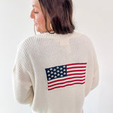 American Flag Contrast Stitch Cardigan