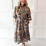 Puff Sleeve Stand Collar Dress
