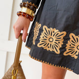 Accent Trim Shift Dress - Black