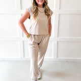 Ribbed Top & Jogger Set - Bone