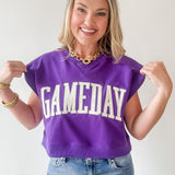 Gameday Boxy CropTerry Top- Purple