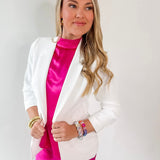 Shirred Sleeve Blazer - White