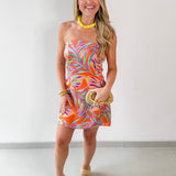 Sunburst Palm Strapless Dress