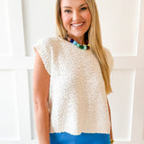 Textured Cotton Vest Top - White