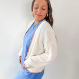 American Flag Contrast Stitch Cardigan