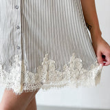 Stripe Dress with Lace Accent Detail Dress