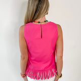 Fringe Hem Sleeveless Top - Pink
