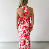 Braided Edge Tropical Halter Dress