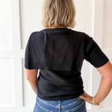 Top with Contrast Sweater- Black