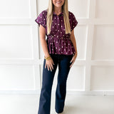 Cap Sleeved Top - Plum
