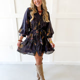 Floral Print Self Tie Dress - Coco Camel