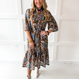 Puff Sleeve Stand Collar Dress