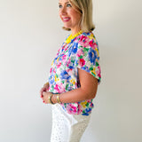 Ruffled V-Neck Floral Top