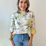 Floral Flared Sleeve Mock Neck Sweater