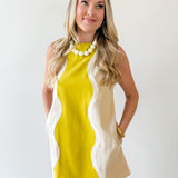 Wavy Contrast Color Block Dress