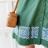 Accent Trim Shift Dress - Green