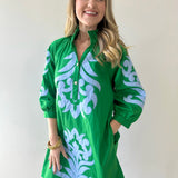 Ruffle Neck Two Tone Dress