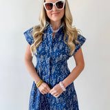 Indigo Fish Print Dress