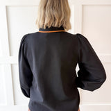 Color Contrast  Zip Up Top - Black
