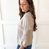Moss Stitch Relaxed Sweater -Latte