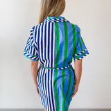 Striped Cotton Crepe Waist Tie Dress