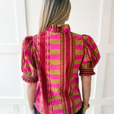 Geo Abstact Print Top - Plum